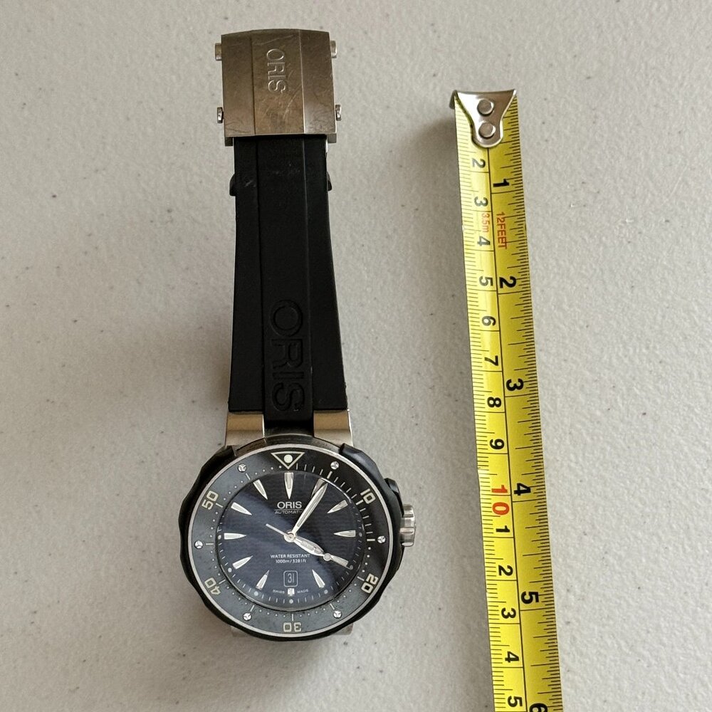 Oris Titanium Automatic Diver Watch 1000m Swiss Made Date Black Dial Mens - Picture 2 of 7